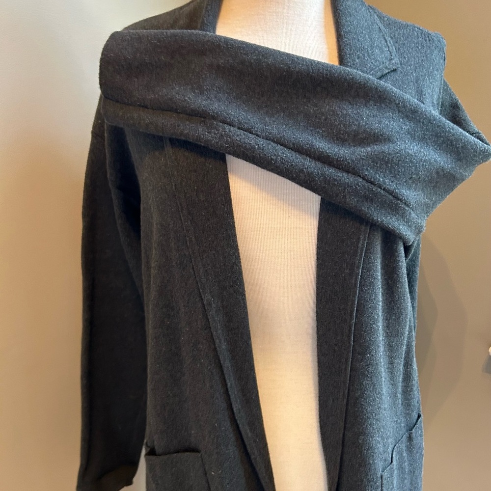 LOFT Dark Gray Off-Shoulder Cardigan